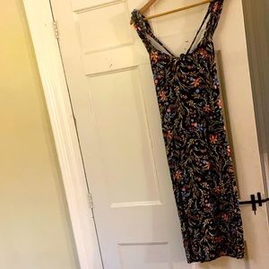Black floral casual dress
